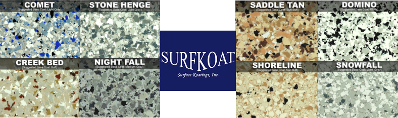 Surfkoat Color Chart for epoxy flooring